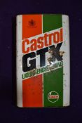 A vintage garage oil can for Castrol GTX