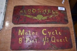 Two Aero Shell metal signs