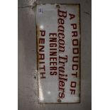 A vintage garage local interest enamel sign for Beacon Trailers Penrith