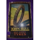 A genuine vintage double sided card sign for John Bull cycle tyres 52cm x 84cm