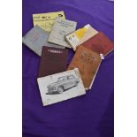 A selection of vintage ephemera and instruction manuals for Hillman Commer and Dodge etc