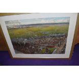 A vintage full colour lithographic print advertising Manchester Ship Canal framed and glazed