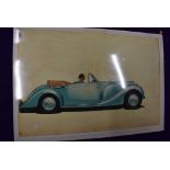 A reproduced print after Hanking concept car an art deco style