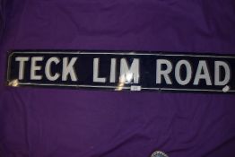 A vintage road side enamel sign for Teck Lim Road