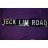 A vintage road side enamel sign for Teck Lim Road