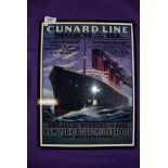 A modern replica sign for Cunard steam liner