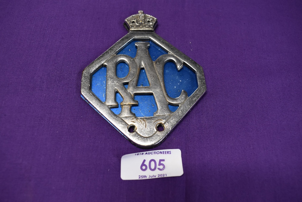 A motor car engine badge for the RAC
