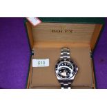 A gent's fashion wrist watch having black face bearing name Rolex