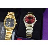 Two gent's gold plated evening wrist watches by Gianni Ricci having diamante decoration to cases
