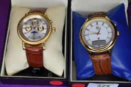 Two gent's wrist watches by Roberto Vecci on tan leather straps