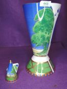A large standing vase and candle snuffer by Royal Worcester in Lazy Days designs from the Art Deco