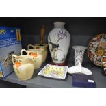 A selection of ceramics including graduated Londsdale jug set and De La Reine