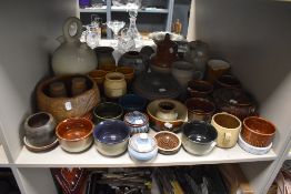 A selection of studio pottery including Wensleydale pottery and Japanese ginger jar