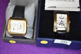 Two gent's fashion wrist watches by Retrogade & Dual Time