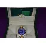 A gent's fashion wrist watch having blue face bearing name Rolex