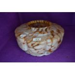 An art deco light or lamp shade having pink and orange mottled body 31cm wide