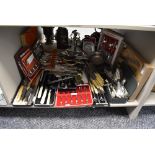 A large selection of loose and cased flatware and cutlery including carving sets Community plate and