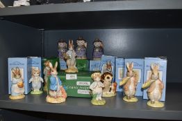 A fine selection of local Beatrix Potter figure studies thirteen in total all on brown Beswick