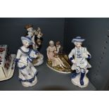 A selection of ceramic figures including Lawleys of London