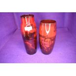 Two Royal Doulton vase having Flambe designs taller vase being AF