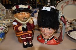 A Crown Devon Beefeater tankard and a similar Royal Doulton The Guardsman