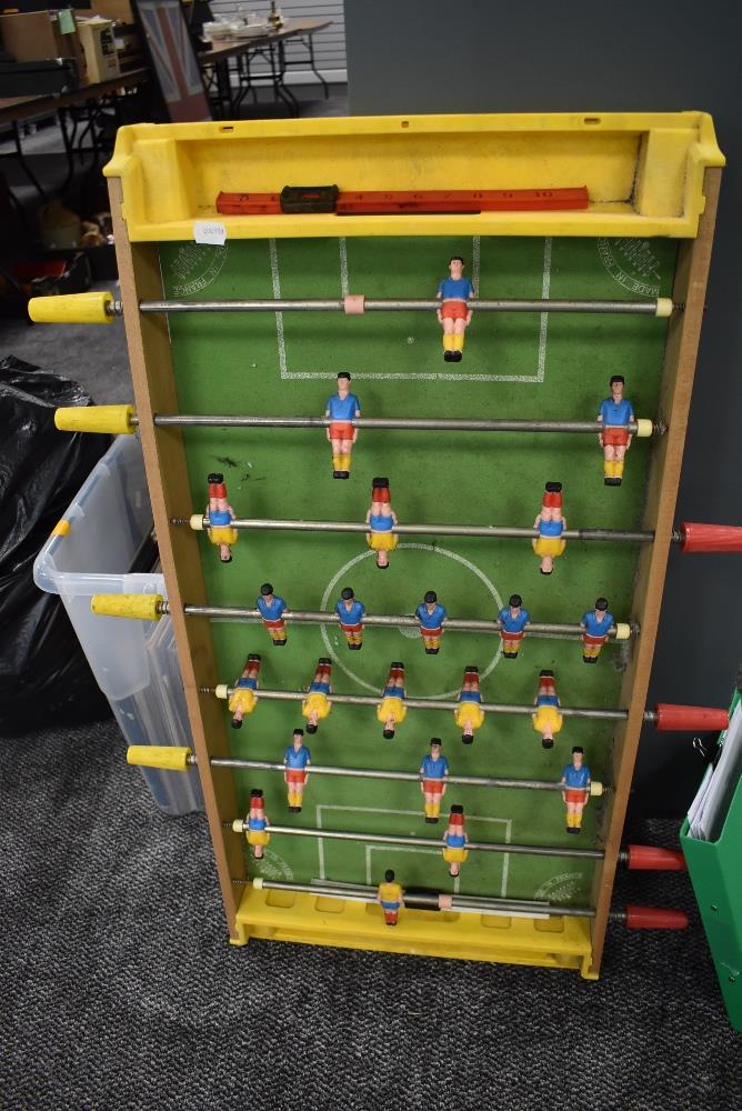 A retro table top football game.