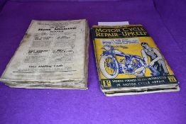 A set of Motor Cycle upkeep and repair workshop manuals issues 1-14 missing issue 3