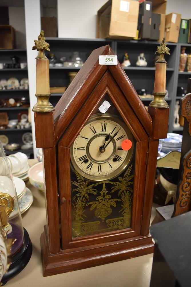 An Ansonia Clock Co, America 8 day steeple clock