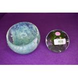Two pieces of art glass by Caithness including mottle green bowl and limited edition Vortex 703/1000