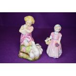 Two ceramic figure studies including pink stamp Royal Worcester My Favourite and tinkle bell
