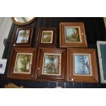 Six original oil paintings on canvas with heavy wood frames all depicting various landscapes