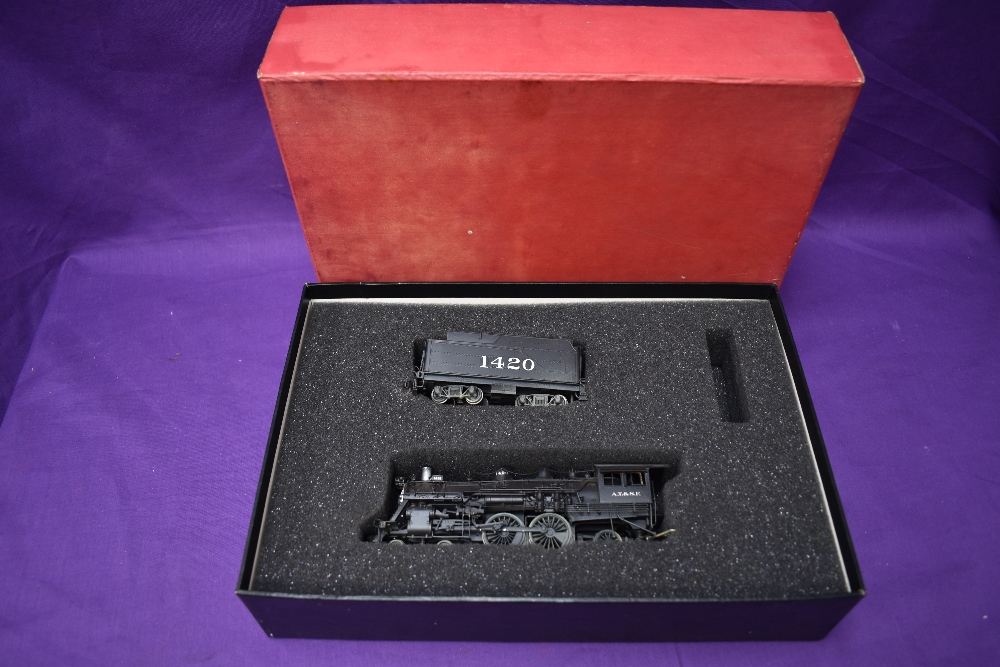 A Key Imports made by Dongjin HO scale AT & SF 4-4-2 Loco & Tender 1420, in original box