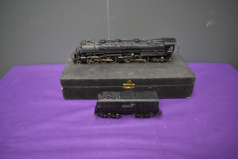 A American Brass possibly Tenshodo, HO scale 4-6-6-4 Santa Fe Loco & Tender 3950 with non original