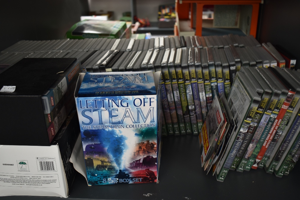 A large collection of DVD's and VHS Tapes, Steam Railway interest including Letting Off Steam box
