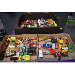 Three boxes of playworn diecasts including Matchbox Lesney, Corgi, Models of Yesteryear, Matchbox