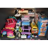 A large collection over four shelves of Sindy, My Little Pony, Barbie Dolls and many accessories,