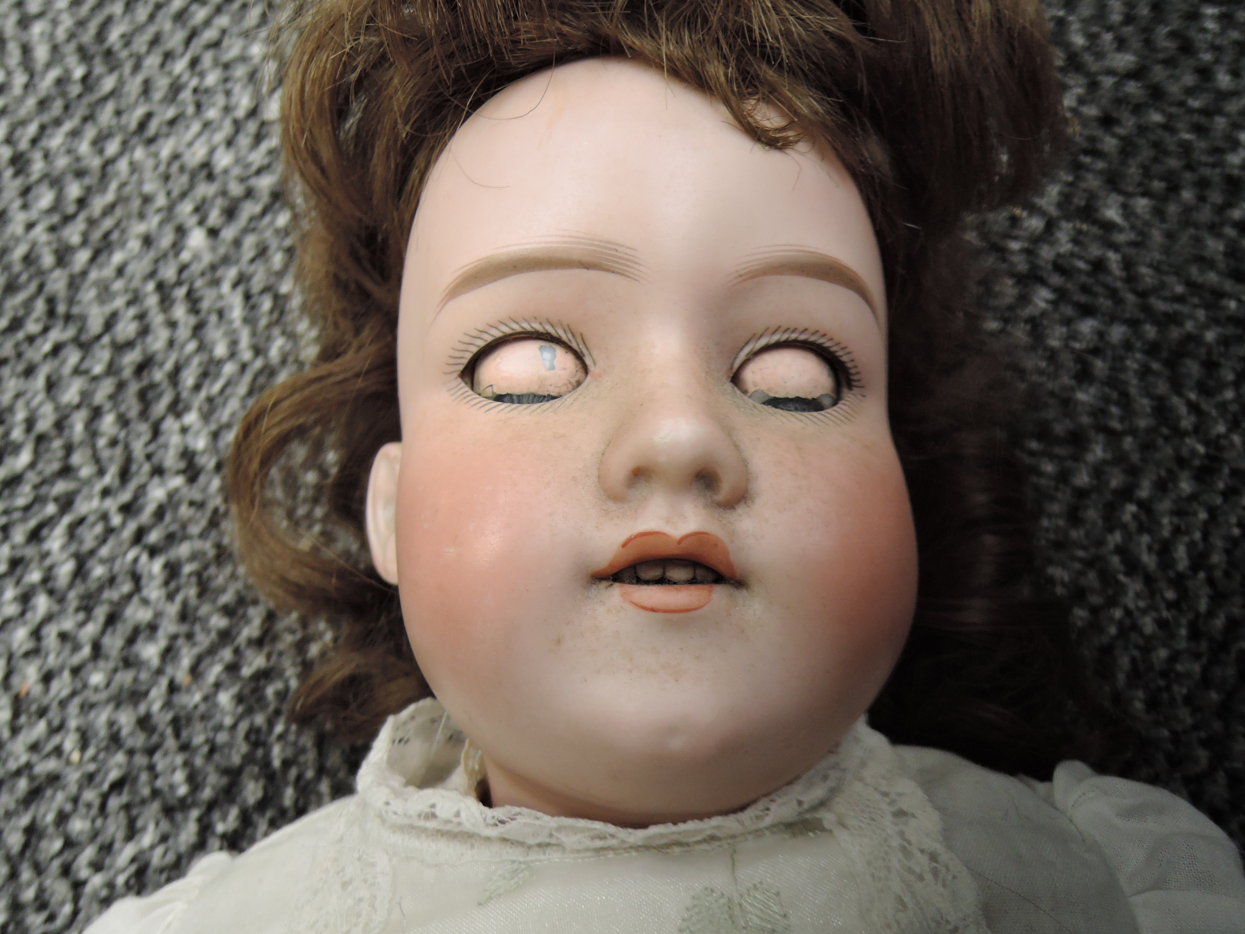 An early 20th century German Armand Marseille Bisque Socket Headed Doll having sleep blue eyes, open - Image 2 of 6