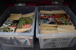 Two boxes of approx 200 Commando Comics - the oldest issue being #375 including other comics,