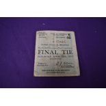 A 1933 F A Cup Final Ticket, Saturday, April 29th, South Terrace Seats K46, Row 15 Seat 16, Empire