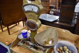 A set of Victorian shop counter top weigh scales by Pooley
