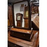 A 19th Century mahogany toilet mirror having gilt detailing on drawer base with bracket feet,