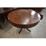 A nice quality late 19th or early 20th Century Regency revival mahogany drum table having