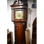 A 19th Century mahogany longcase clock having brass and silvered dial, named Burton, Kendal with 8