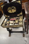 A beautiful Japanese lacquerwork sewing table, probably 19th Century