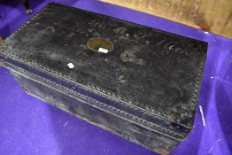 A period travel trunk of lovely design and proportions, having studded exterior and brass name