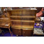 An early to mid 20th Century oak and ply bookcase, width approx. 91cm