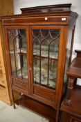 An Edwardian mahogany and inlaid display cabinet, dimensions approx. W93 D37 H176cm