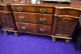 A Victorian mahogany sideboard having shaped front , width approx.177cm