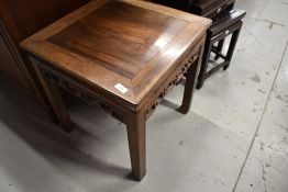 An Oriental hardwood occasional table, approx 48 x 48cm