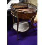 A Regency style heavy brass and ormolu plant stand having animal paw feet and marble shelf